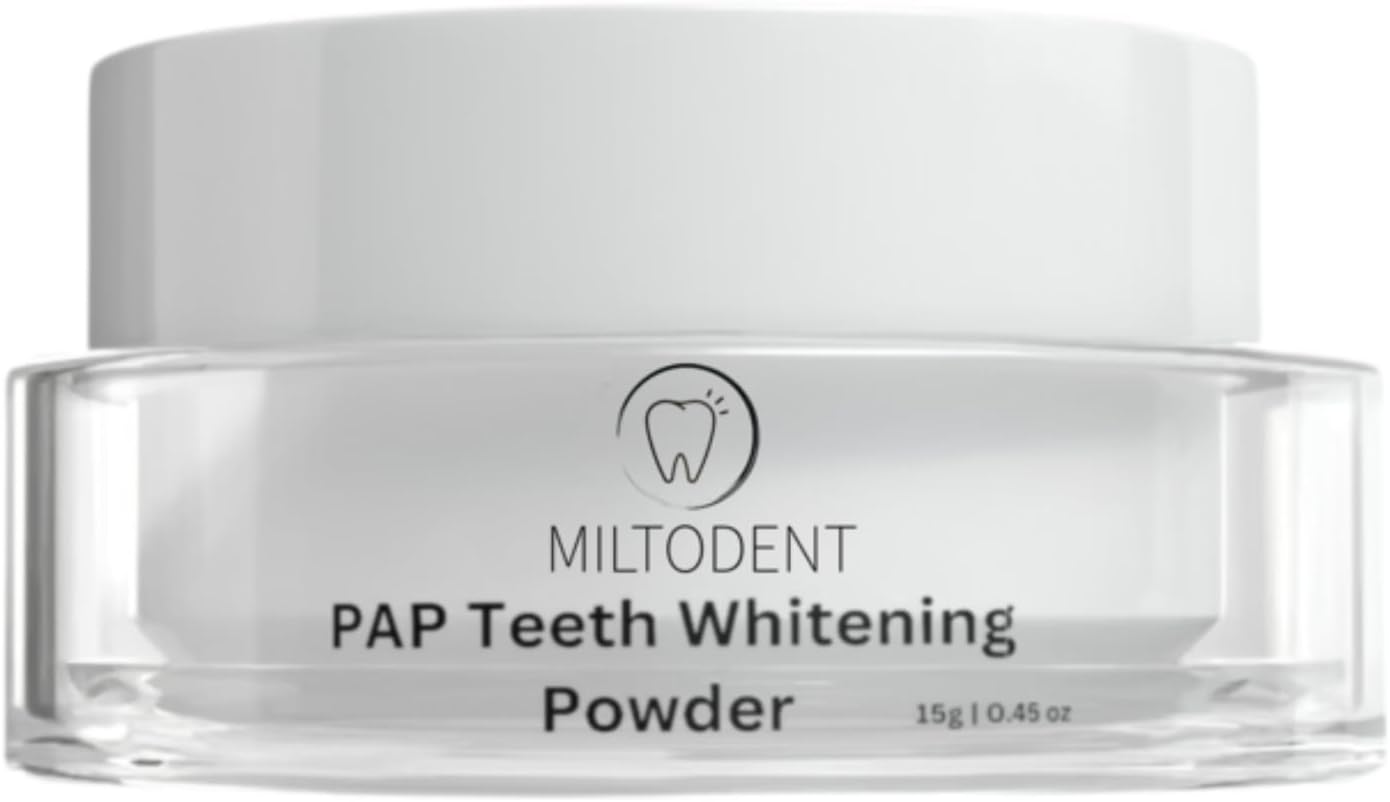 MILTODENTPAP Teeth Whitening Powder, Safe on Enamel, Zero Sensitivity, Stain Removal Powder, Oxidizing Teeth Whitening Powder, Active Whitening.