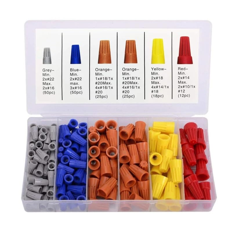 180Pcs Electrical Wire Connectors Screw Terminals, Easy Twist On Connector Kit with Spring Insterted Wire Nuts Cap Connections