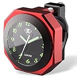 選べる3色 IPX7級 防水 バイク オートバイ 自転車 用 アナログ 時計 夜光 説明書 付き (レッド(赤))