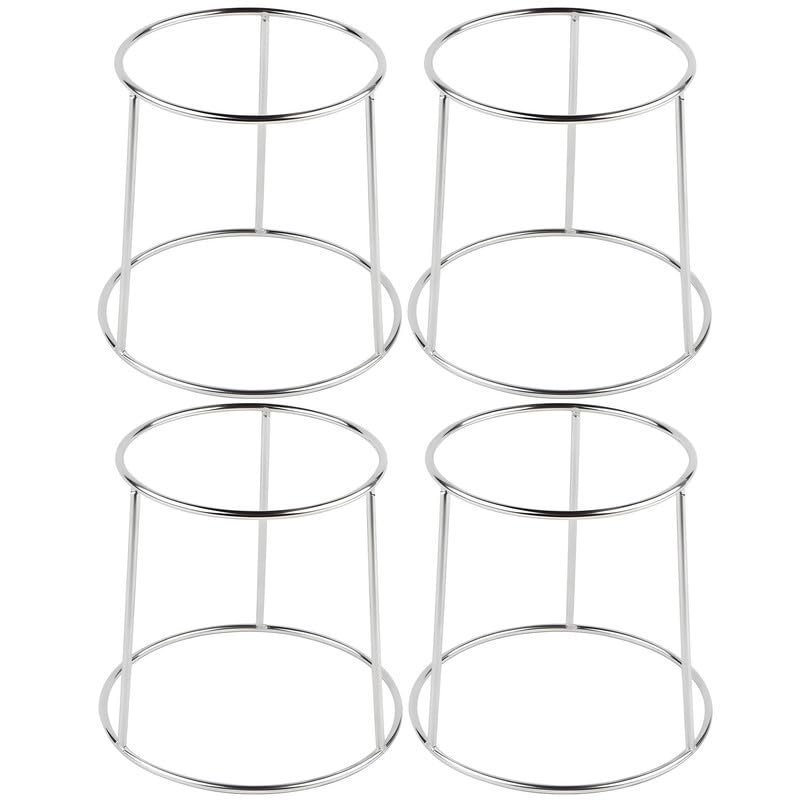OCS Parts 4-Pack Round Chrome Plated Steel Food Display Stands | Metal Display Stands for Pizza, Desserts, and Appetizers