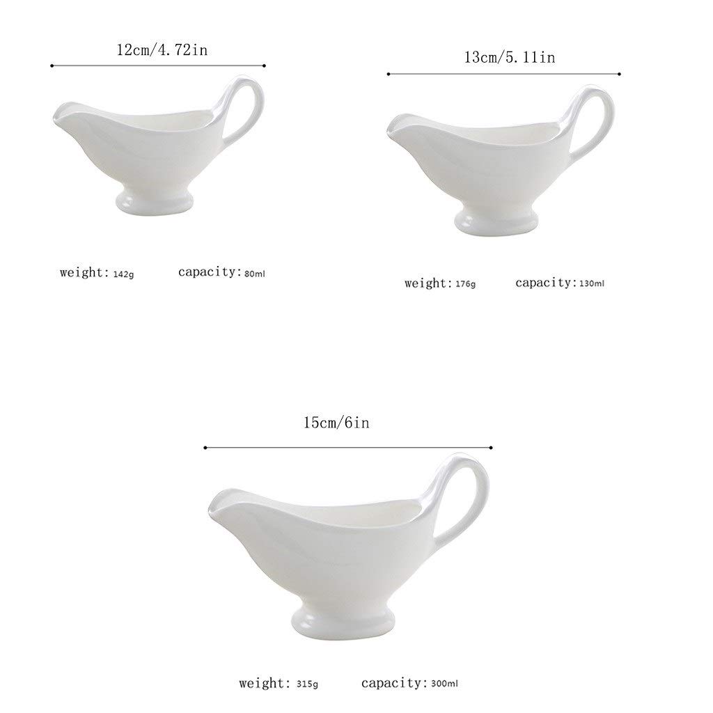 ERoomQ Saucer Traditional Porcelain Gravy Sauce Boat with Saucer Porcelain Gravy Boat Gravy Boat and Tray Ceramic Make Sauce Boat with Tapered Spout Porcelain Gravy Di(One Color Medium)