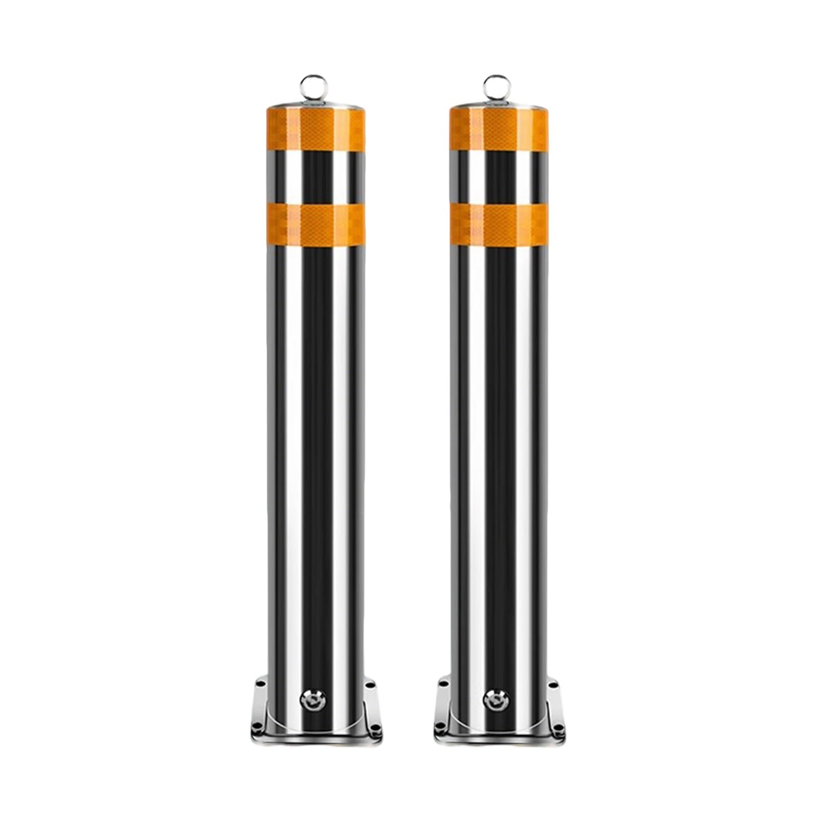 Paquete De 2 Bolardos De Seguridad De Acero Inoxidable Para Exteriores Bolardos De Barrera De Seguridad De Alta Visibilidad De 39,4 Pulgadas De Alto Bloqueables(39.4x3 in)