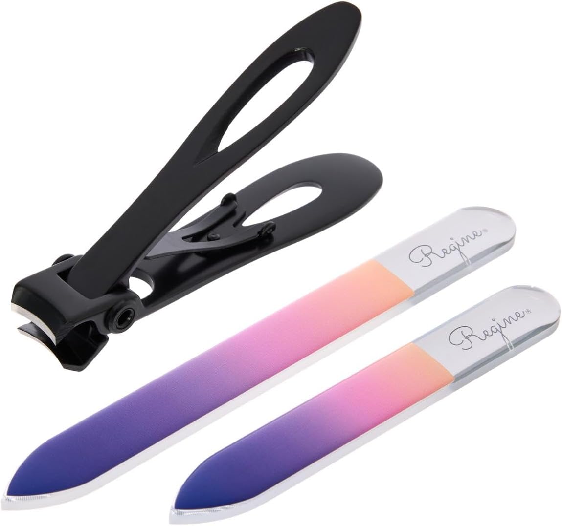Nano Glass File Set: Professional Heavy Duty Glass Nail Files with Case Kit - Reusable Crystal Fingernail Manicure and Pedicure Tools for Men, Women, and Adults (Sunset Ombre)