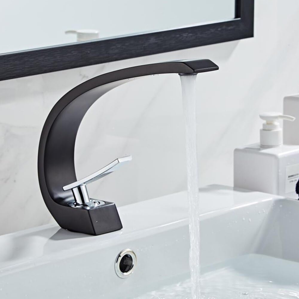NURUGURE Bathroom Basin Faucet, Chrome Nickel Brass Bathroom Basin Faucet Hot Cold Mixer Tap for Vanity Sink
