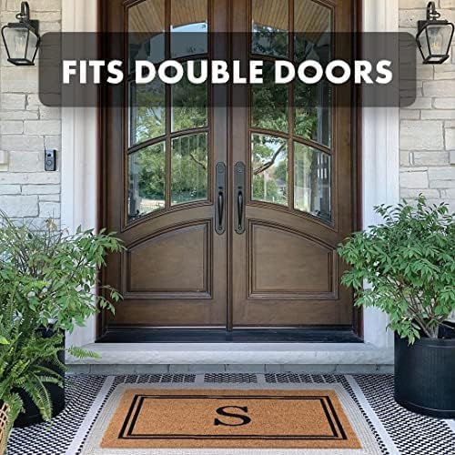 Miniatura 6 de COCO MATS 'N MORE Tapete de coco monograma de 14 pulgadas de largo x 22 pulgadas de ancho x 0.6 pulgadas de grosor, color negro, con doble borde,