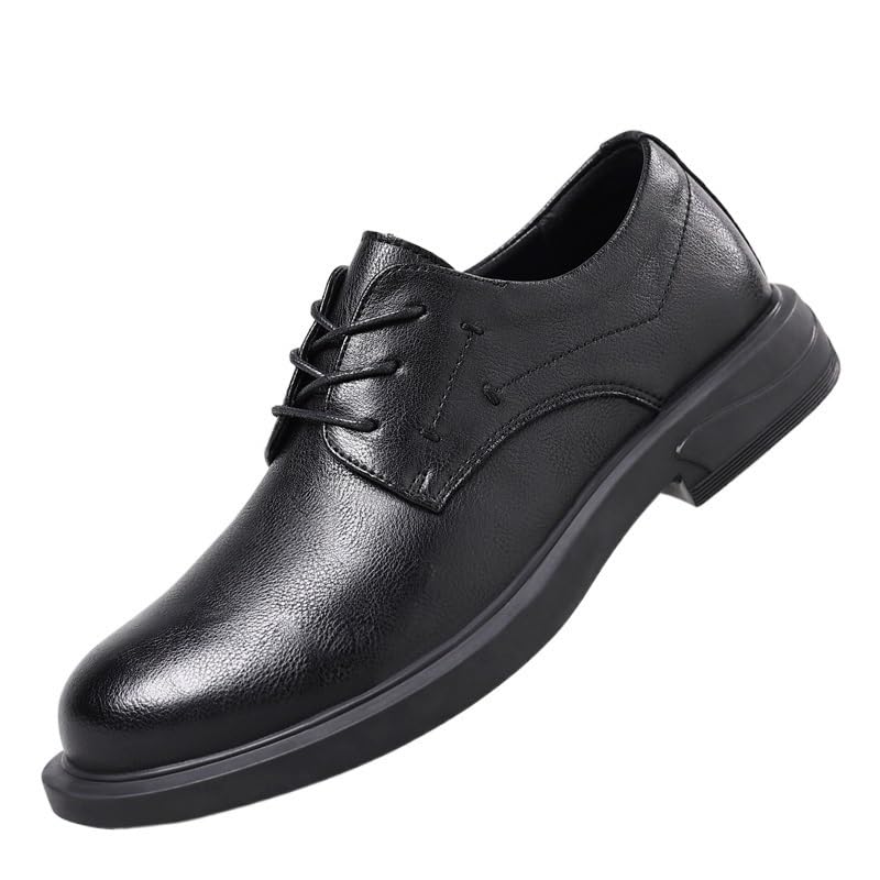 Mens Dress Oxford Lace Up Business Round Toe Prom Rubber Sole Slip Resistant Shoe Pu Leather