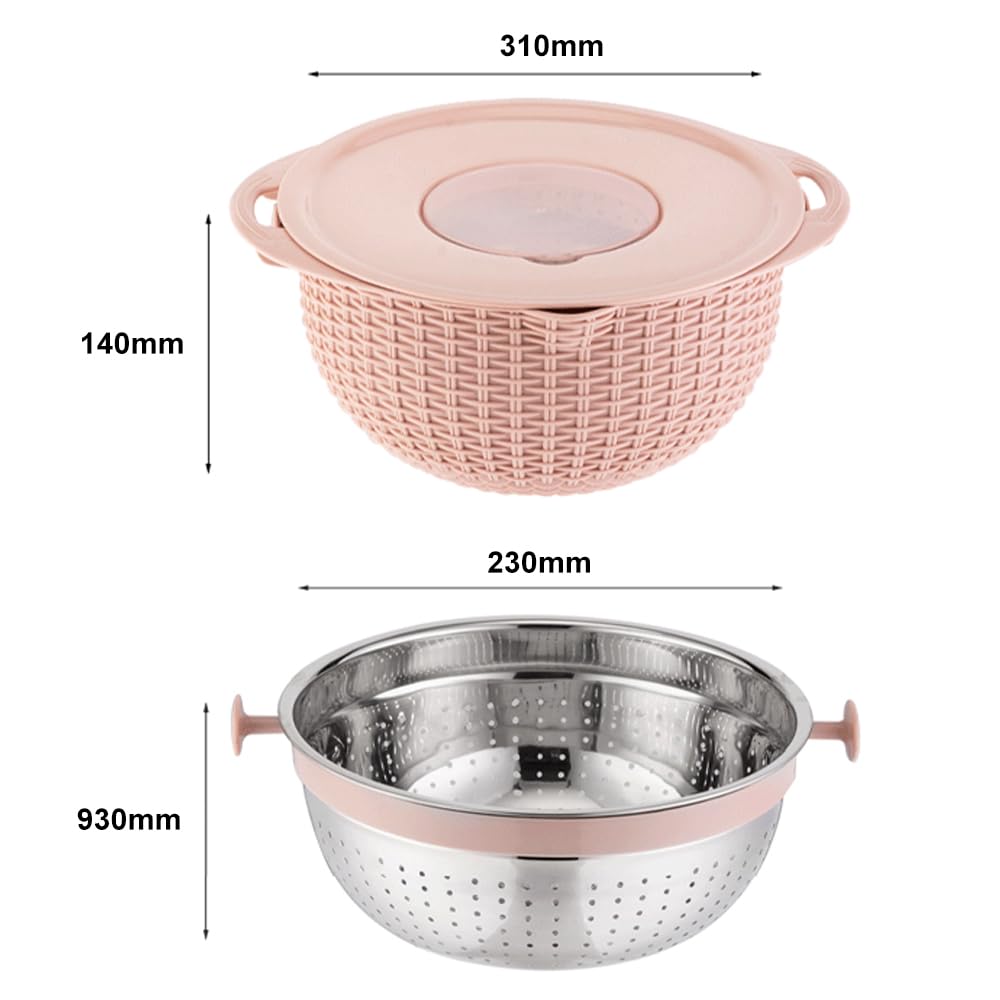 4 in 1 Colander mit Schüssel -Set, Lebensmittelsieb mit 3 Größen und Deckel für Küche, Pastasieb, Gemüsewäsche, Obstreiniger, Obstwaschschale, Kochen für Frauen anwesend (Blau)