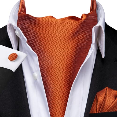 Image of Dubulle Paisley Floral Ascot for Men Self Tie Mens Cravat and Pocket Square Cufflinks Wedding