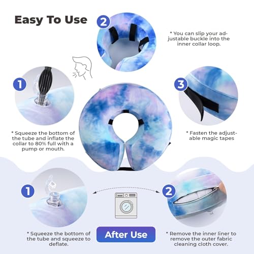 Image of Inflatable Dog Cone Collar for Dogs and Cats, Dog Neck Collar Recovery E Collar Alternative After Surgery, Elizabethan Collar Alternatives for Dogs Recovery (Purple Blue, M)