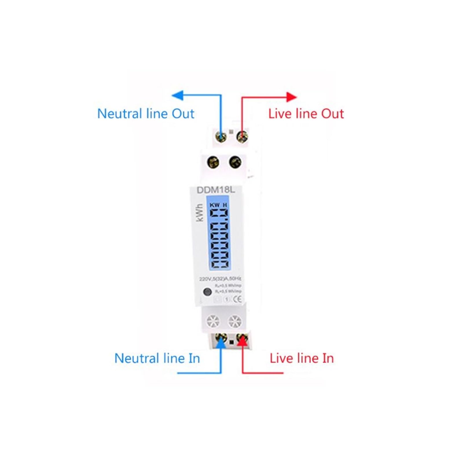 Medidor Inteligente Monitor De EnergíA Metro De La Energía del Consumo De Energía De La Electricidad del Carril del Dinar De La Monofásico De LCD Digital