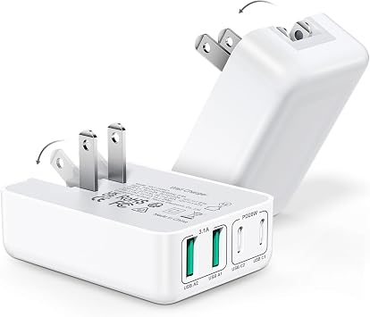 40W Flat USB C Wall Charger, 4Ports Foldable & Slim Fast Charging Blocks