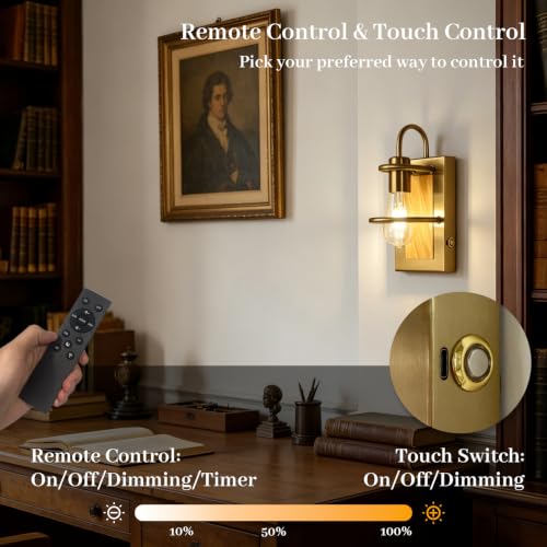 Image of Gold Wall Sconces Battery Operated Set Of 2, Rechargeable Wall Lights