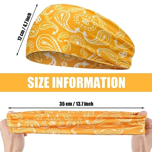 Image of 9 pcs Sweatbands for Men Workout Sport Headbands for Men Camo Headband Sweat Absorbing Headband Wide Sweatband for Head Basketball Football Cycling Running Yoga, 4.7 x 9.8 Inch
