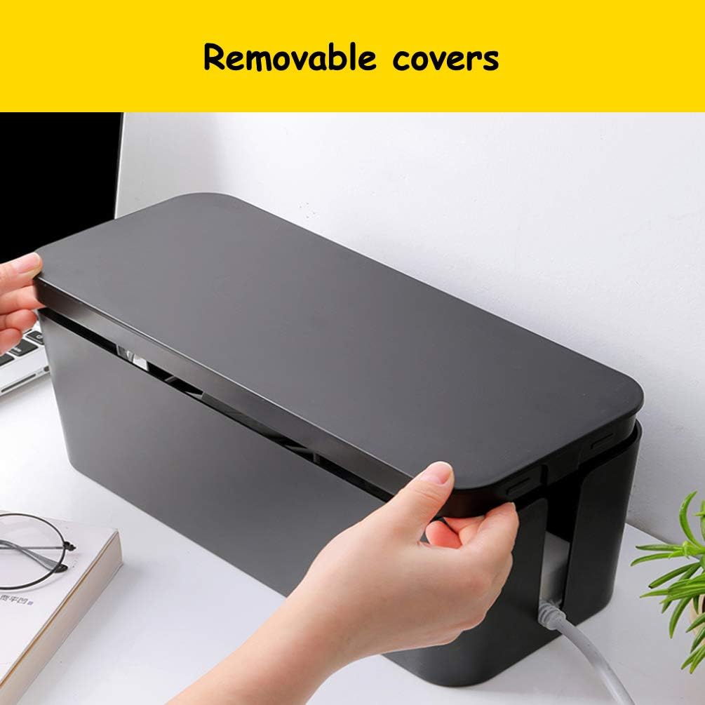 Gеt Chеар Prісе [Set of 3] 3 Cable Management Boxes, Large Cord Box Organizers to Hold and Hide Power Strip Charger Adapter Power Cord Charging Station Box Cable Organizer Box