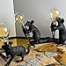 3PCS Gold Mouse Table Lamp Set – Decorative Animal Sculptures with Bulbs | Whimsical Rat Desk Light Trio for Bedroom, Bookshelf, or Living Room Decor | Vintage Resin Mouse Lamp Gift Idea (Gold)