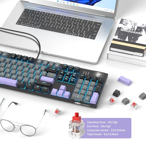 Image of MageGee Mechanical Gaming Keyboard, Wired USB RGB Backlit Keyboard, 104-Key 100% Anti-Ghosting Mechanical Keyboard with Red Switches, Side-Printed Keycaps for Windows PC & Mac