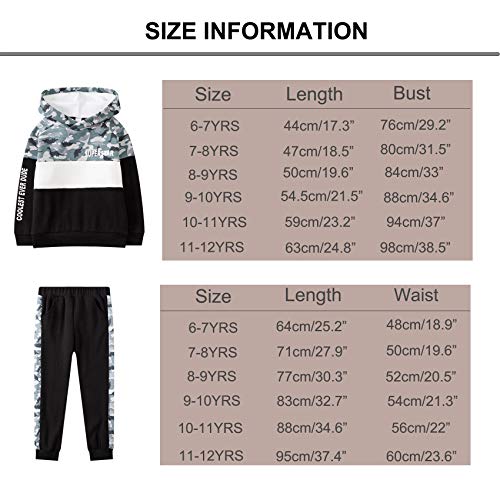 Jobakids Boys Clothes Set 2 Piece Fleece Long Sleeve Hoodie Sweatshirt And Jogging Pants Camouflage Print Grey 6Y #TOP5