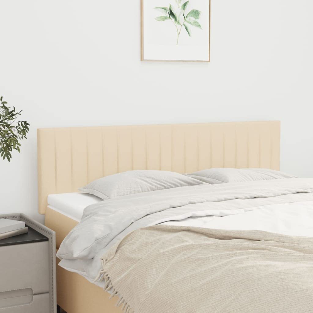 vidaXL Kopfteil, Bettkopfteil mit Holzbeinen, Höhenverstellbar Polsterkopfteil für Bett, Betthaupt Bettzubehör Schlafzimmer, Creme 144x5x78/88cm Stoff