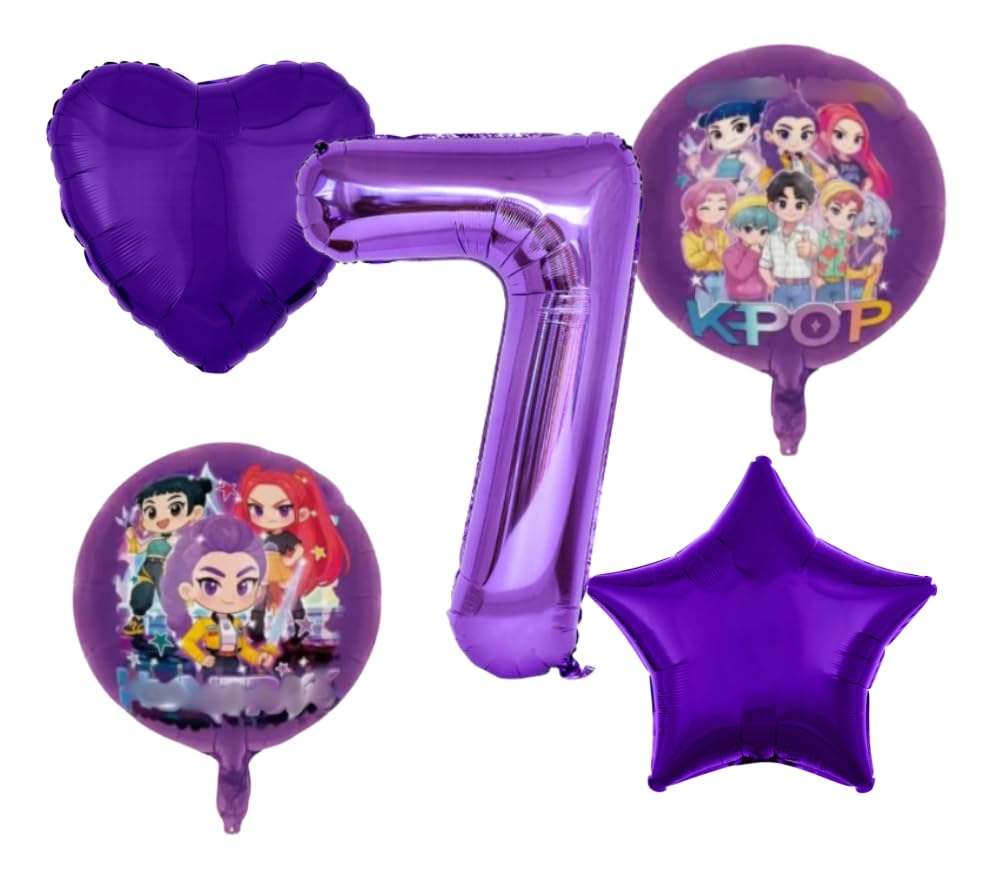 K-POP balloon bundle for birthday party heart and star (Number 7)