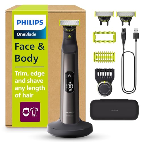 Philips OneBlade Pro 360 Authentique Visage+Corps - Tondeuse à barbe électrique, rasoir et tondeuse, 2 lames 360, 1 sabot avec 20 hauteurs de coupe, 1 kit...