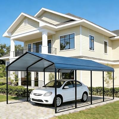 RITERYIFER 10x20FT Heavy Duty Carport, Durable Metal Garage Shelter for Cars - Large All-Weather Portable Canopy Shelter for Cars & Boat Cover for Yard