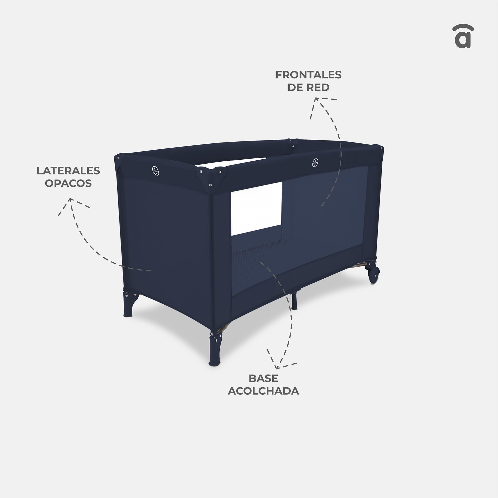 Asalvo Cuna de Viaje Bebé Plegable 0-3 Años (15 kg) | Cuna Portátil con Colchón, Bolsa y Ruedas con Freno | Parque Infantil Compacto Fácil de Transportar | Baleares Rosa