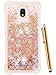 CAIYUNL Glitter Case Liquid Sparkle Bling Floating Flowing Clear TPU Protective Women Men Luxury Phone Case for Galaxy J3 Achieve / J3 2018 / J3 Star/Express Prime 3 / J3 Orbit/Amp Prime 3 -Gold