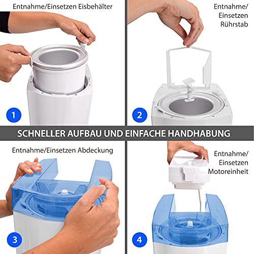 Syntrox Germany Softeismaschine Eismaschine Frozen Joghurt Maker Sorbet Maschine Eischef GG-50W-blue für Zuhause – Bild 8