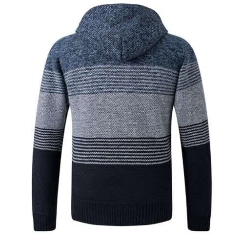 Image of Kinkia Men's Zip Up Hoodies Casual Long Sleeve Full Zipper Sherpa Fleece Lined Knit Cardigan Sweater Jacket with Pockets