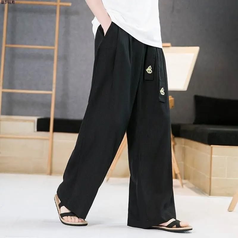Chinese Style Linen Casual Pants Men Straight-Leg Trousers3