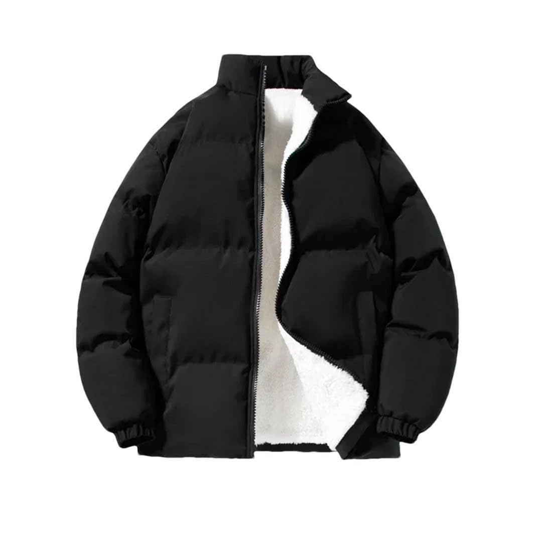 Piumino da uomo Inverno Tinta unita Caldo Addensato All'aperto Stand Collare Cappotto Allentato Imbottito