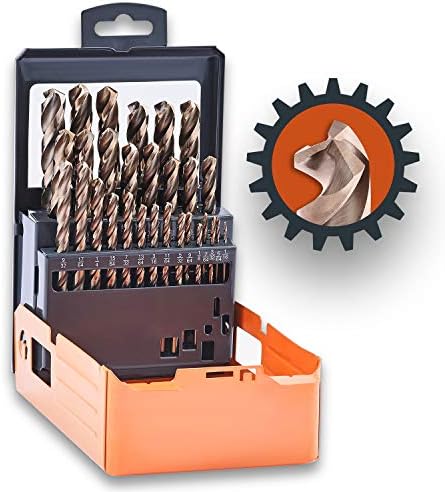 Lichamp 29PCS HSS Cobalt Drill Bits Set 1/16" to 1/2" with Three Flute for Hard Metal, Hardened Stainless Steel and Cast Iron