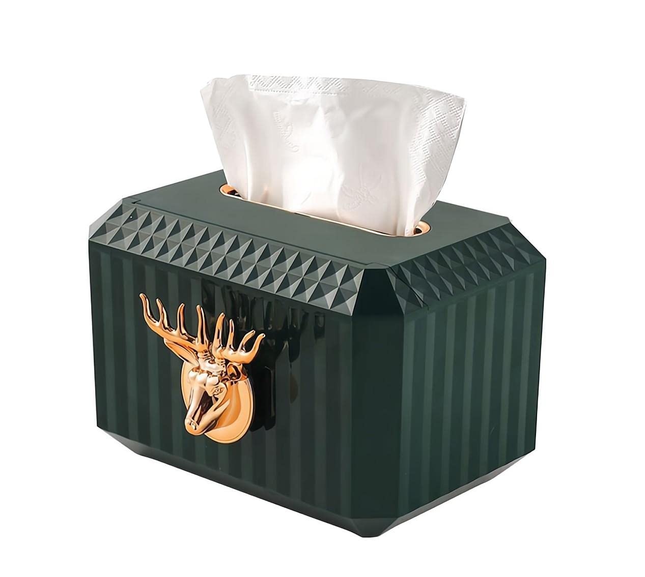 Rectangular Tissue Cover Holder Tissue Box Cover Dispenser Napkin Organizer for Bathroom Bedroom Office and Car (Green)
