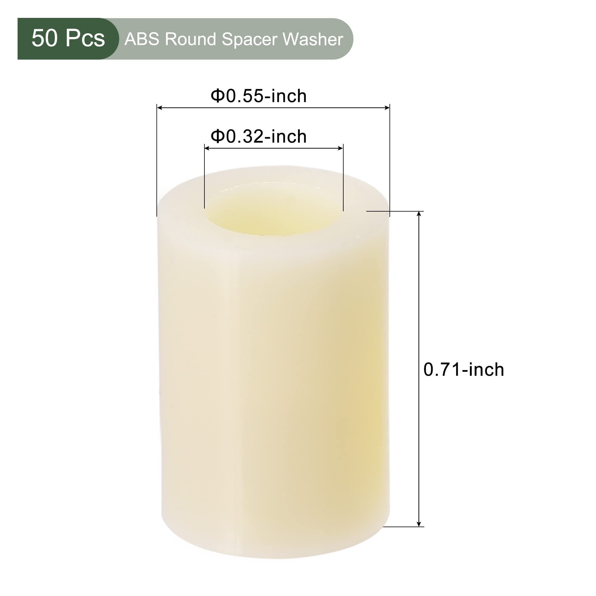 YOKIVE 50 Pcs Spacer Washer, ABS Round Straight Spacer for M8 Screws, 8.2mmx14mmx18mm - Image 2