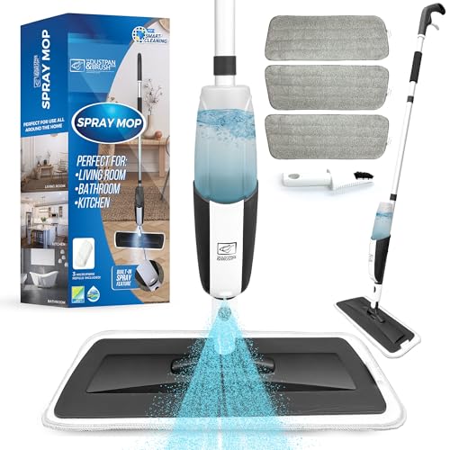 Spray Mop with 360° Swivel Head and Washable Pads