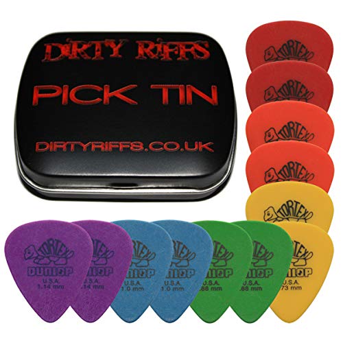 Dunlop pitch Standard 12 médiators/plectres 2 de chaque Type de produit dans une boîte en métal Par Dirty Selection… - Les Beatles, Paul McCartney, John Lennon, RIngo Starr, George Harrison Dunlop pitch Standard 12 médiators/plectres 2 de chaque Type de produit dans une boîte en métal Par Dirty Selection…