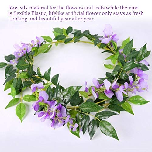 Cavestoff 2M Wisteria Artificial Flowers Vine Garland Wedding Arch Decoration Fake Plants Foliage Rattan Trailing Faux Flowers Home Decor Pack of 4 - Image 3