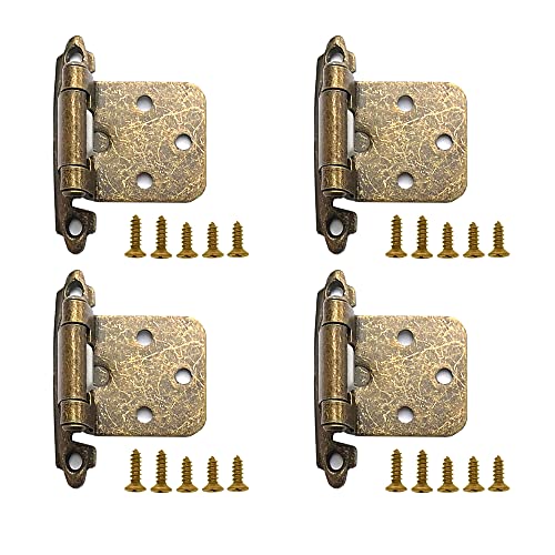 Lxoraziy Juego de 4 Self Closing Spring Cabinet Bisagra, Puertas Armarios Bisagra, 270° Bisagra de Puerta Automática con Tornillos, para Puerta del Armario y Puerta Mueble Cocina (Bronce) Cover