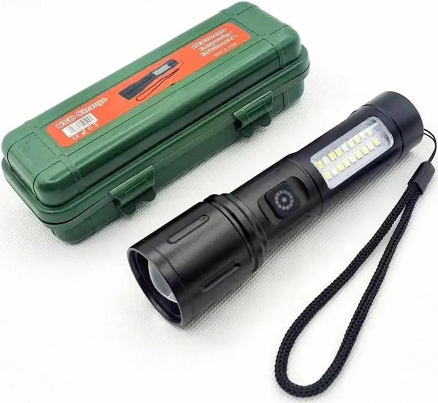 HOME EASE Rechargeable LED Flashlight with COB Side Light, USB Charging, High Power Long Range Torch, 4 Light Modes, Waterproof Portable Handheld Emergency Torch for Camping, Hiking, Home & Outdoor-picture-26