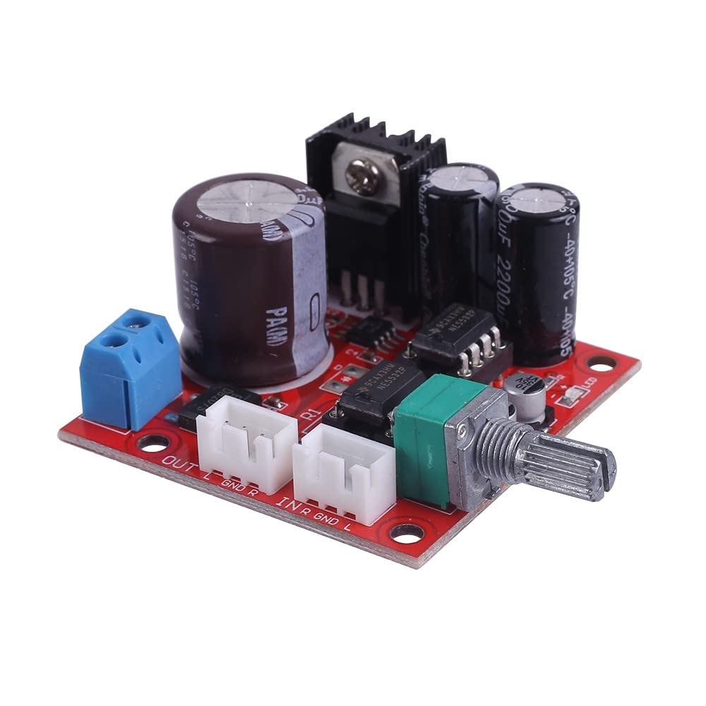 DONGKER Scheda Preamplificatore NE5532 A Doppio Canale, AC 5V-16V/DC 6V-24V Modulo Preamplificatore Dual OP AMP Alimentatore Singolo Con Potenziometro