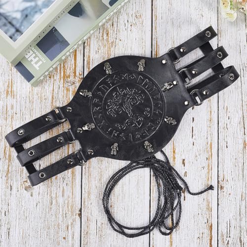 GORGECRAFT Black Viking Wide Waist Belt Medieval Norse Embossed Waist Armor Barbarian PU Leather Belt Vintage Knight Corset Costume for Men Women Renaissance LARP Warrior Cosplay3
