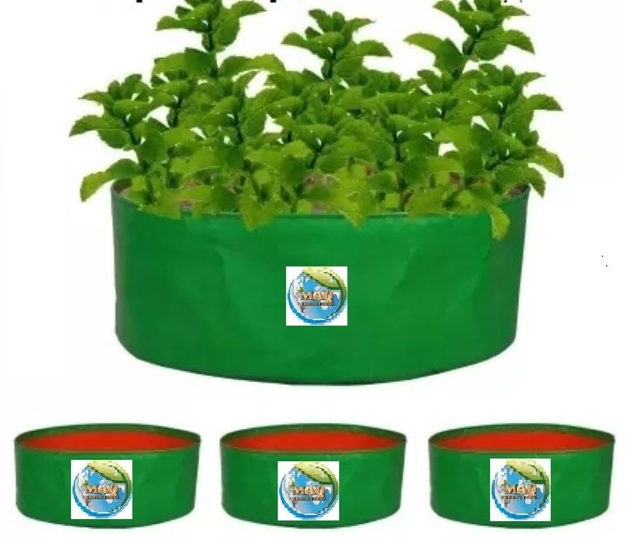 MASHKI HDPE Grow Bags for Terrace Gardening, Ideal for Growing Vegetable Plants Like Spinach and Palak. (Size 15x6 inch 5nos)