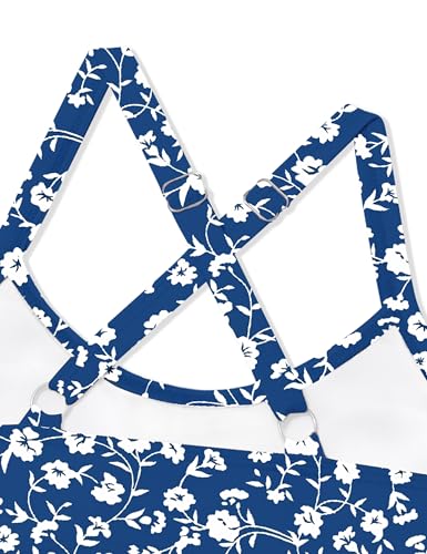 Image of Girl Swimsuit One Piece Cutout Ruched Bathing Suit for Girls Color Block Adjustable Straps Pad Swimwear 9-18y