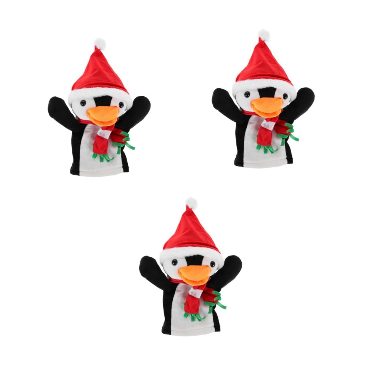 Beaupretty 3 Pièces Marionnette à Main Pingouin Peluche Douce pour Garçon Fille Interactif Mignon pour Jeu Imagination et Décoration de Noël