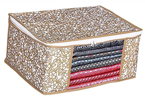 Image of IMMERSE Non-Woven Saree Cover Storage Bags for Clothes with primum Quality Combo Offer Saree Organizer for Wardrobe /Organizers for Clothes /Organizers for Wardrobe (BEIGE)