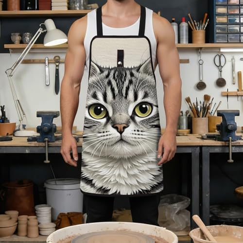 Delantal de trabajo Pencil Style Cat (2) unisex miniatura 4