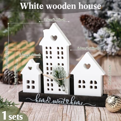 Yousoontic-1-Set-White-Village-Houses-Wooden-Farmhouse-Decorations-Home-Sweet-Tabletop-Decor-Sign-for-welcome-Centerpieces-House-Warming-Gifts-New-Home-Couple Yousoontic 1 Set White Village Houses Wooden Farmhouse Decorations Home Sweet Tabletop Decor Sign for welcome Centerpieces House Warming Gifts New Home Couple