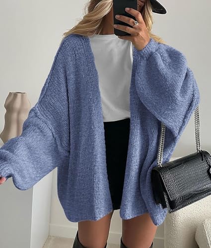 Image of PRETTYGARDEN Womens Oversized Cardigan Sweaters 2026 Fall Long Lantern Sleeve Knit Open Front Lightweight Sweater