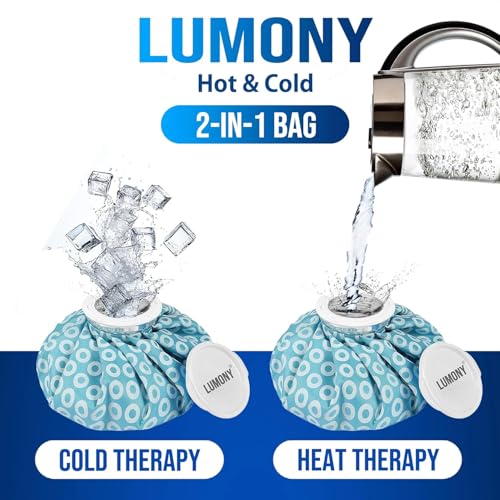 Image of LUMONY | Combo | Hot Water Bag (2 litre) Non Electric Rubber Bottle hot bag & Ice Bag for Pain Relief 9Inch Ice Pack Bag for Pain Relief Cold Water Bag for First Aid Sports Injury (Combo Ice bag & Rubber Bag)