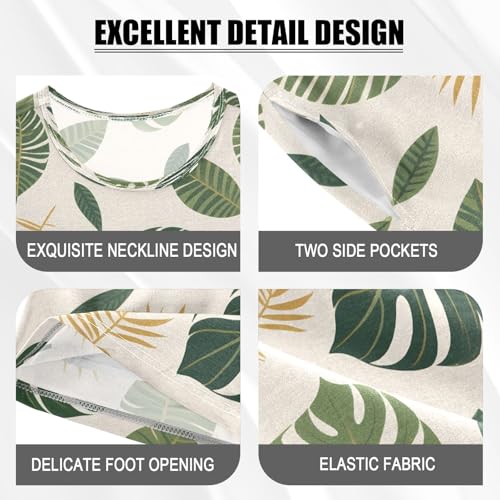 senya Monstera Leaf Tropical Summer Pajamas Set Short Cotton Sleepwear 2 Piece4